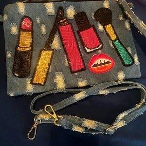Denim Makeup Patch Crossbody Bag